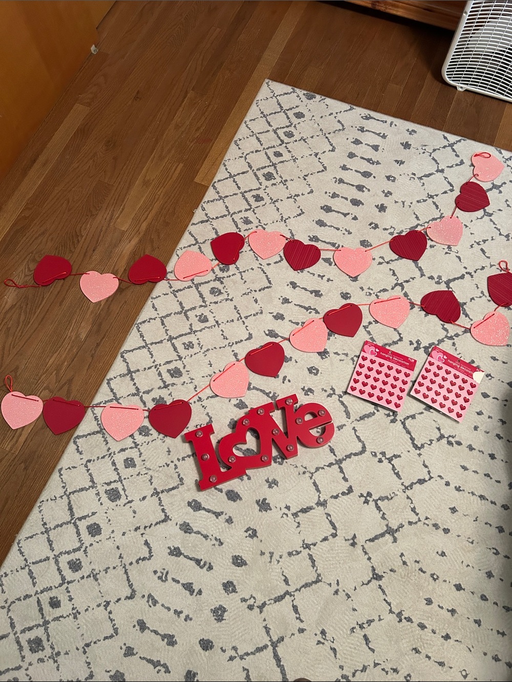 Heart Garland and 'Love' Sign Valentine Decor - Red & Pink. Valentine package